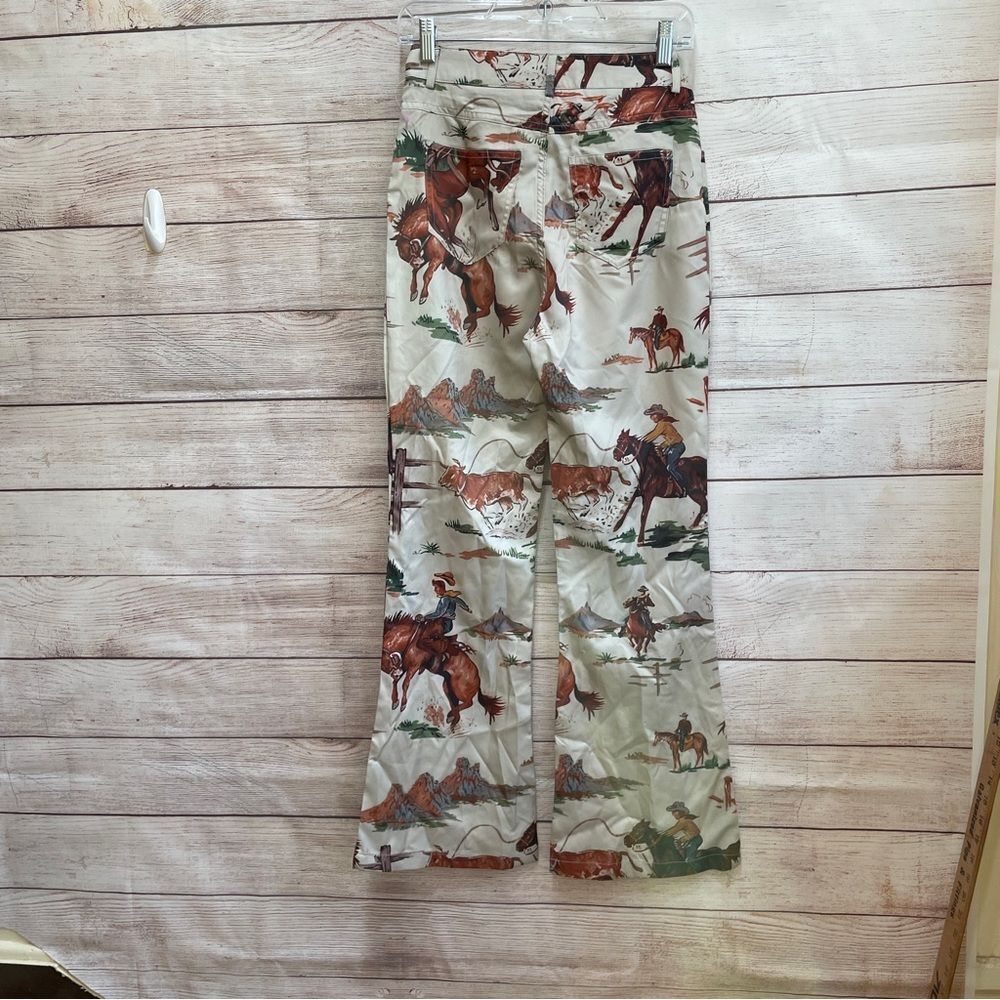 WESTERN COWBOY PRINT WIDE LEG PANTS - Picture 4 of 8